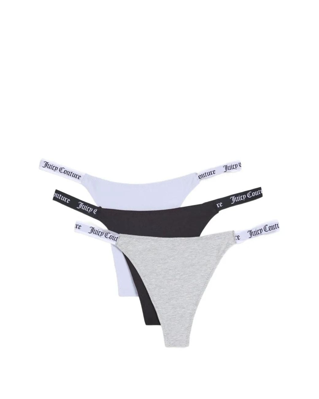 Juicy Couture Natural Logo-Waistband Thongs (Set Of Three)