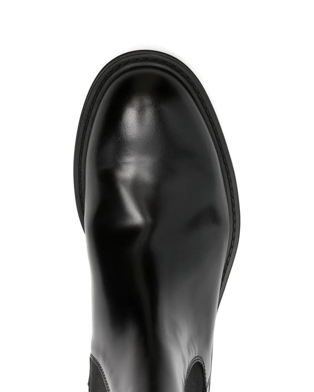 Green George Black Elastic-Panel Leather Boots for men