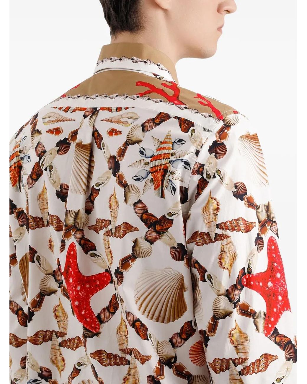 Dolce & Gabbana Red Shell-Print Cotton Poplin Martini Shirt for men