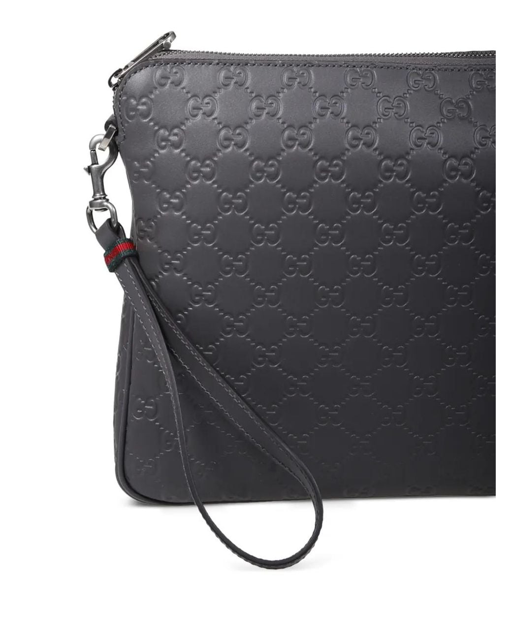 Gucci Gray Embossed Messenger Bag for men