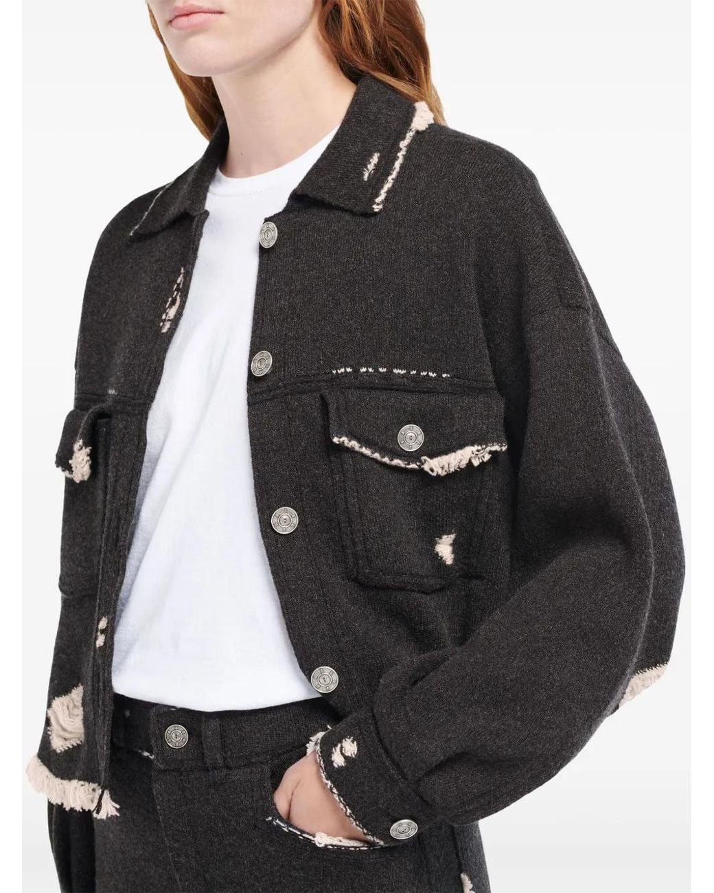Barrie Black Fringed Denim Jacket