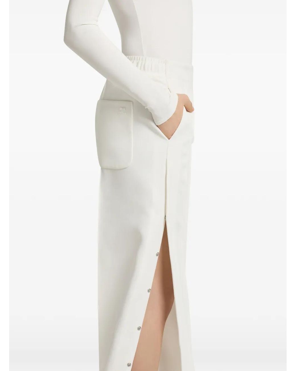 Courreges White Snap Twill Flare Pants