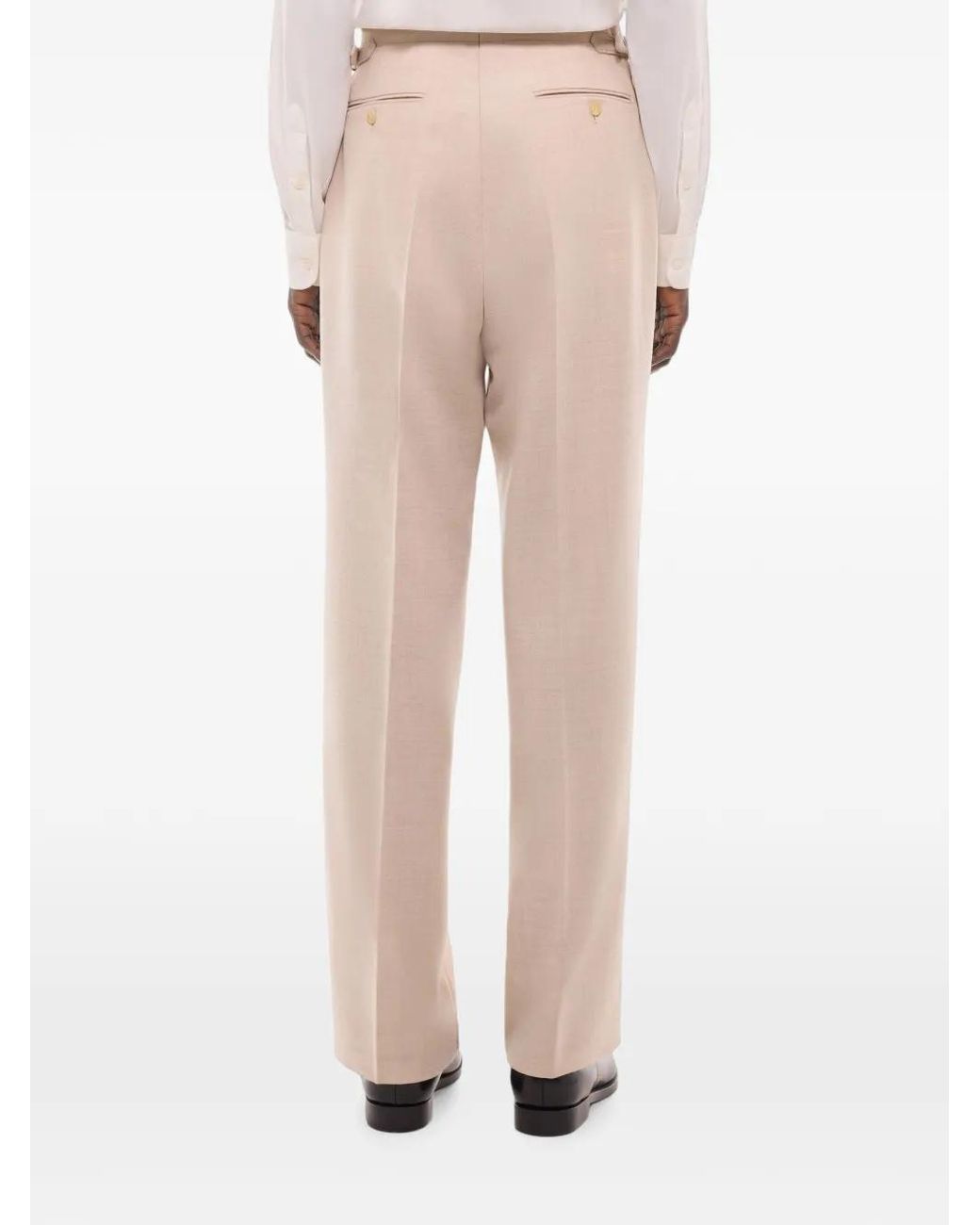 Fursac White Belt-Loops Pleated Trousers for men