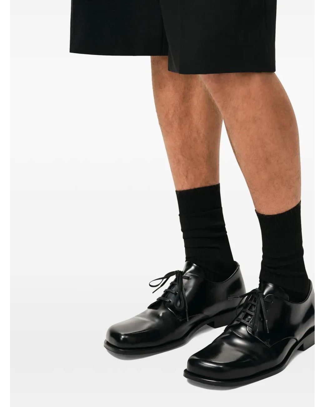 AMI Black Square-Toe Derby Shoes