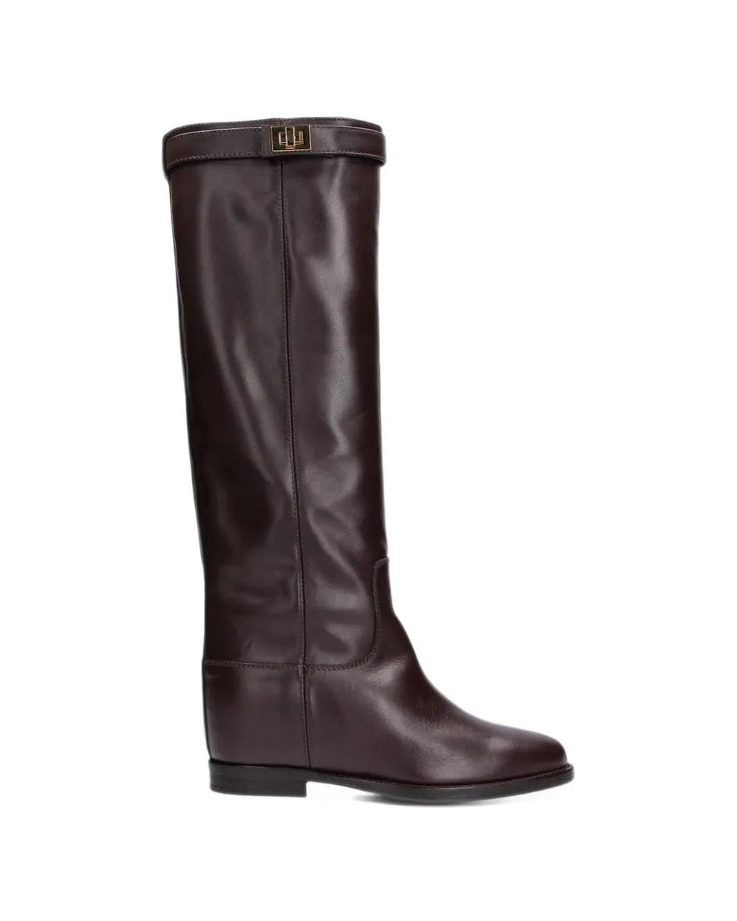 Via Roma 15 Brown Santa Monica Logo-Plaque Buckled Boots