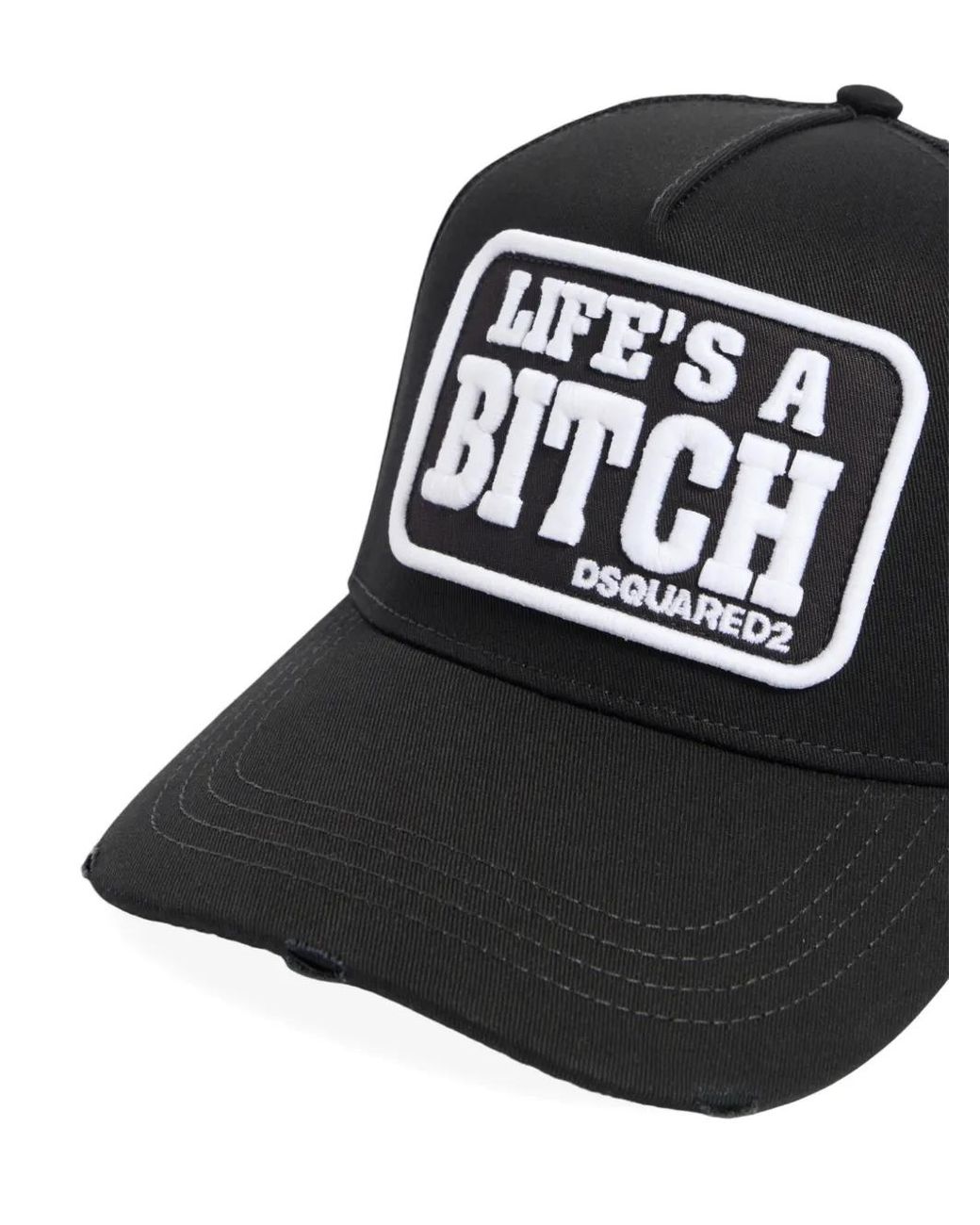 DSquared² Black Casquette À Slogan Brodé for men