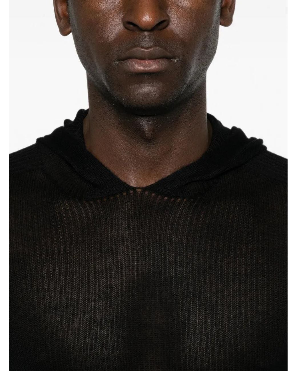Rick Owens Black Hoodie À Effet De Transparence for men