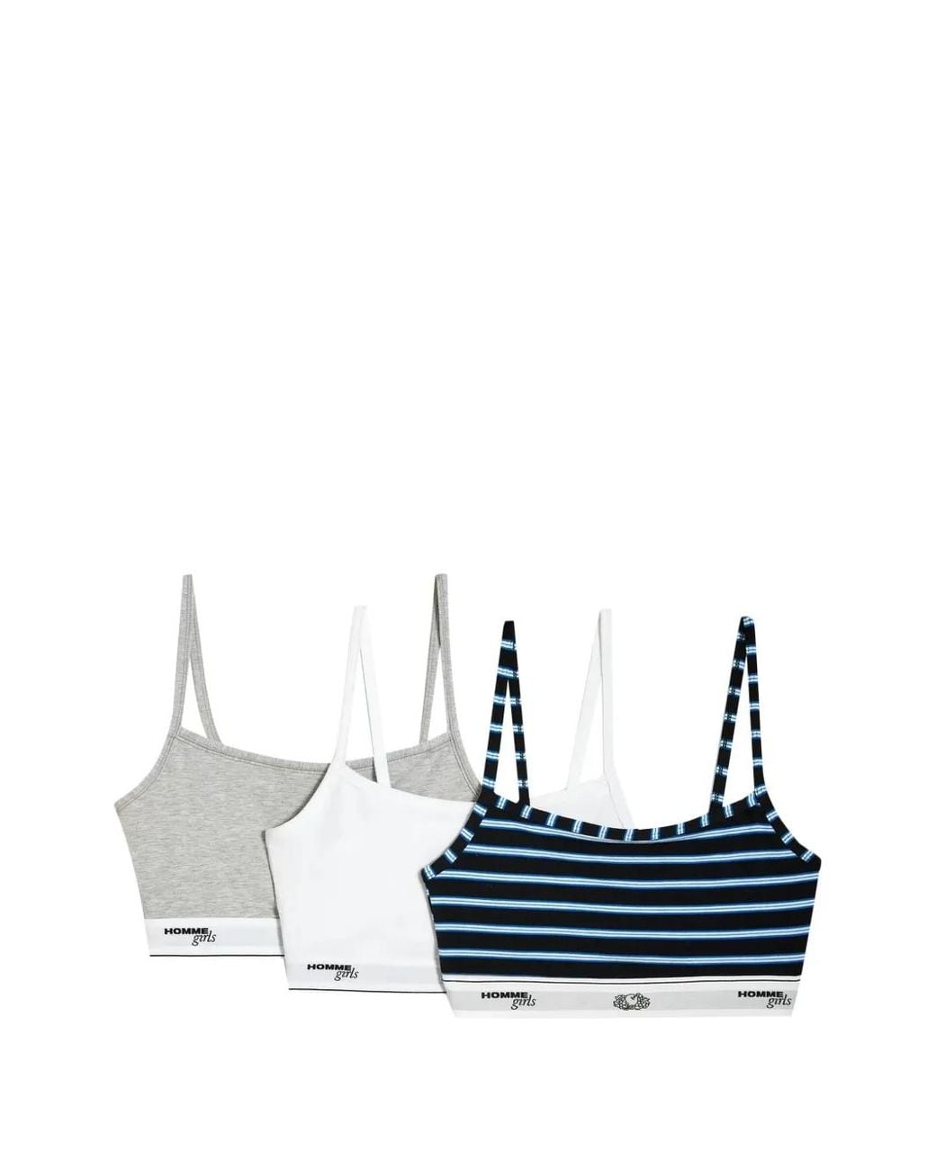 HOMMEGIRLS Blue Logo-Underband Bralette (Set Of Three)