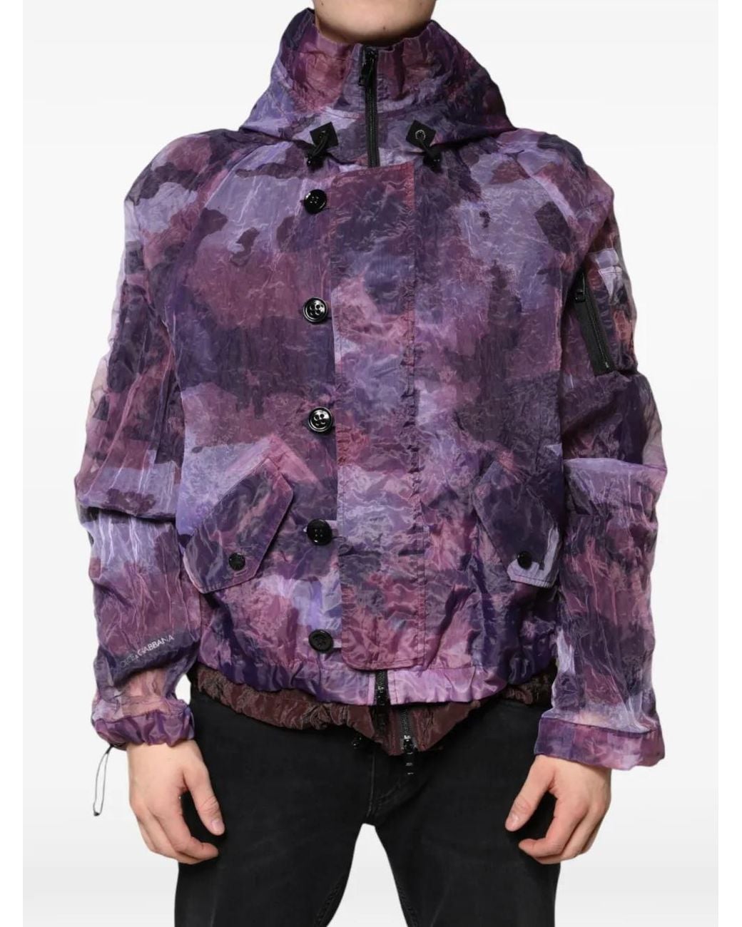 Dolce & Gabbana Purple Camouflage Hooded Jacket for men