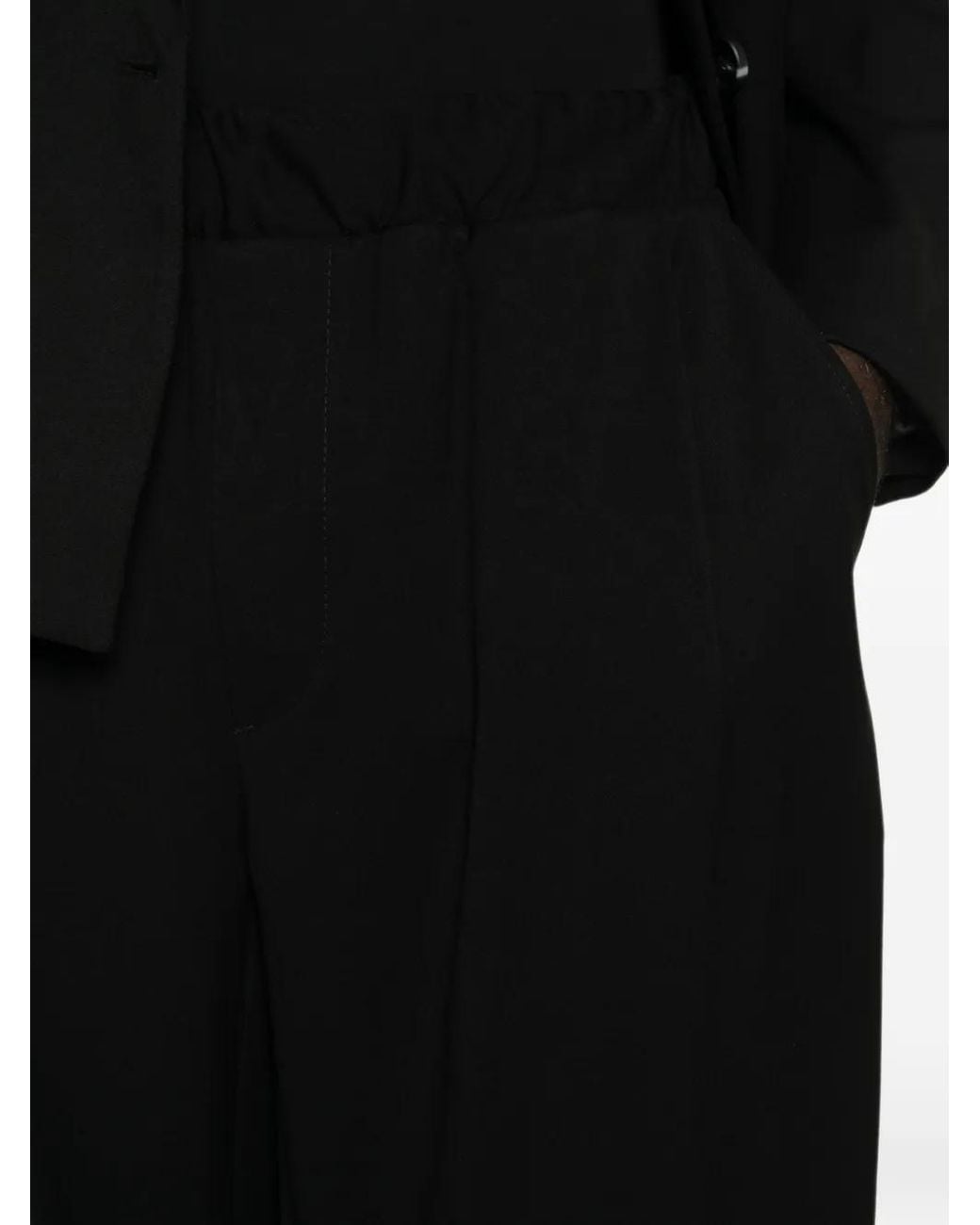 Imperial Black Elasticated-Waistband Wide-Leg Trousers for men