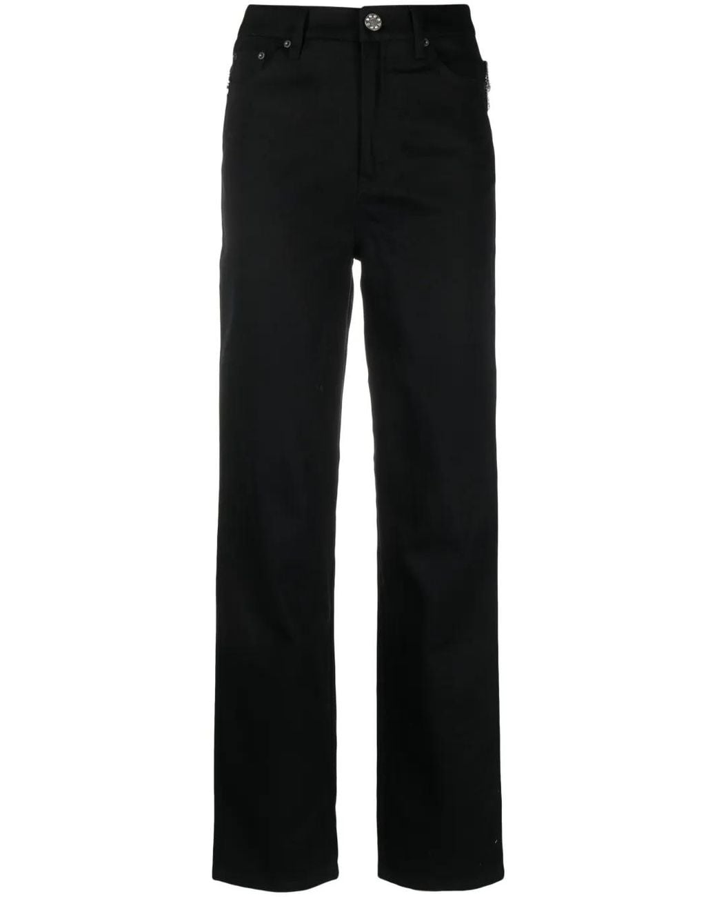 ROTATE BIRGER CHRISTENSEN Black Crystal-embellished Straight-leg Trousers