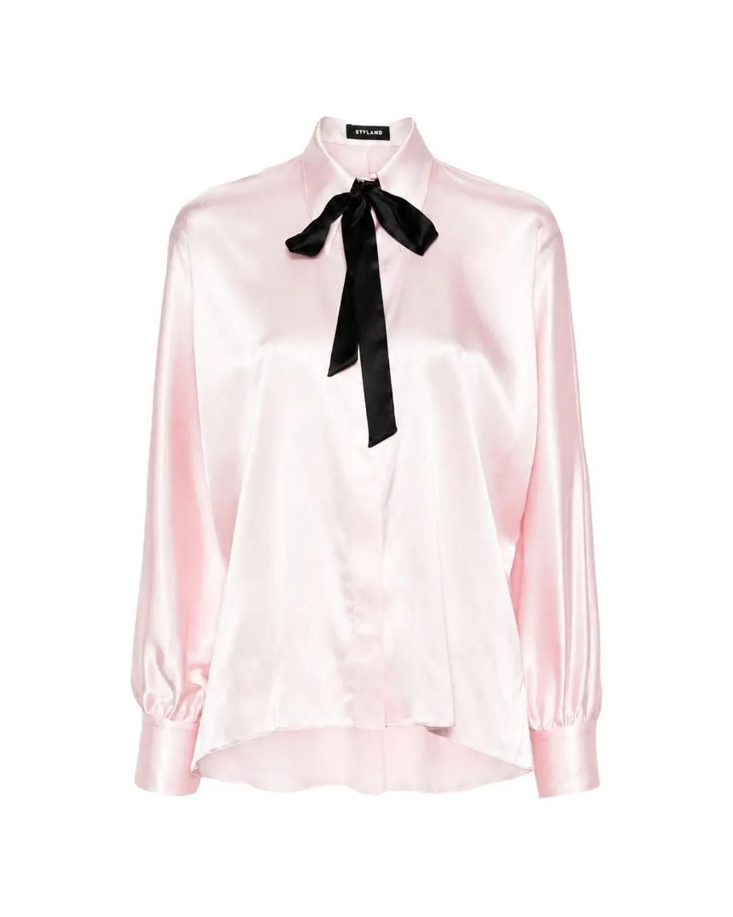 Styland Pink Pussy-Bow Kimono-Sleeve Shirt
