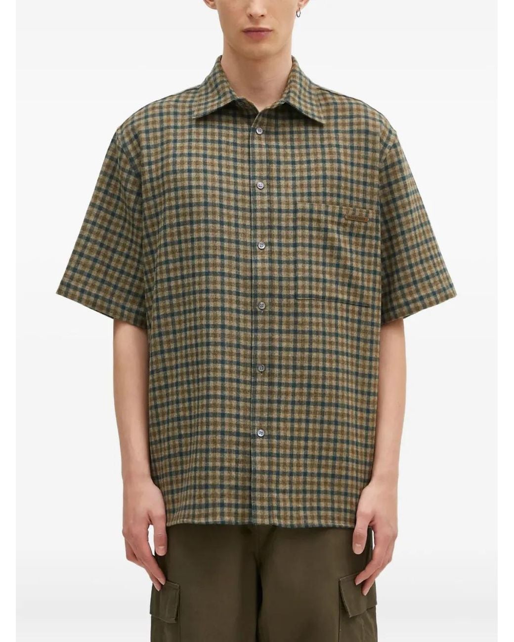 DARKPARK Green Checked Short-Sleeve Shirt for men