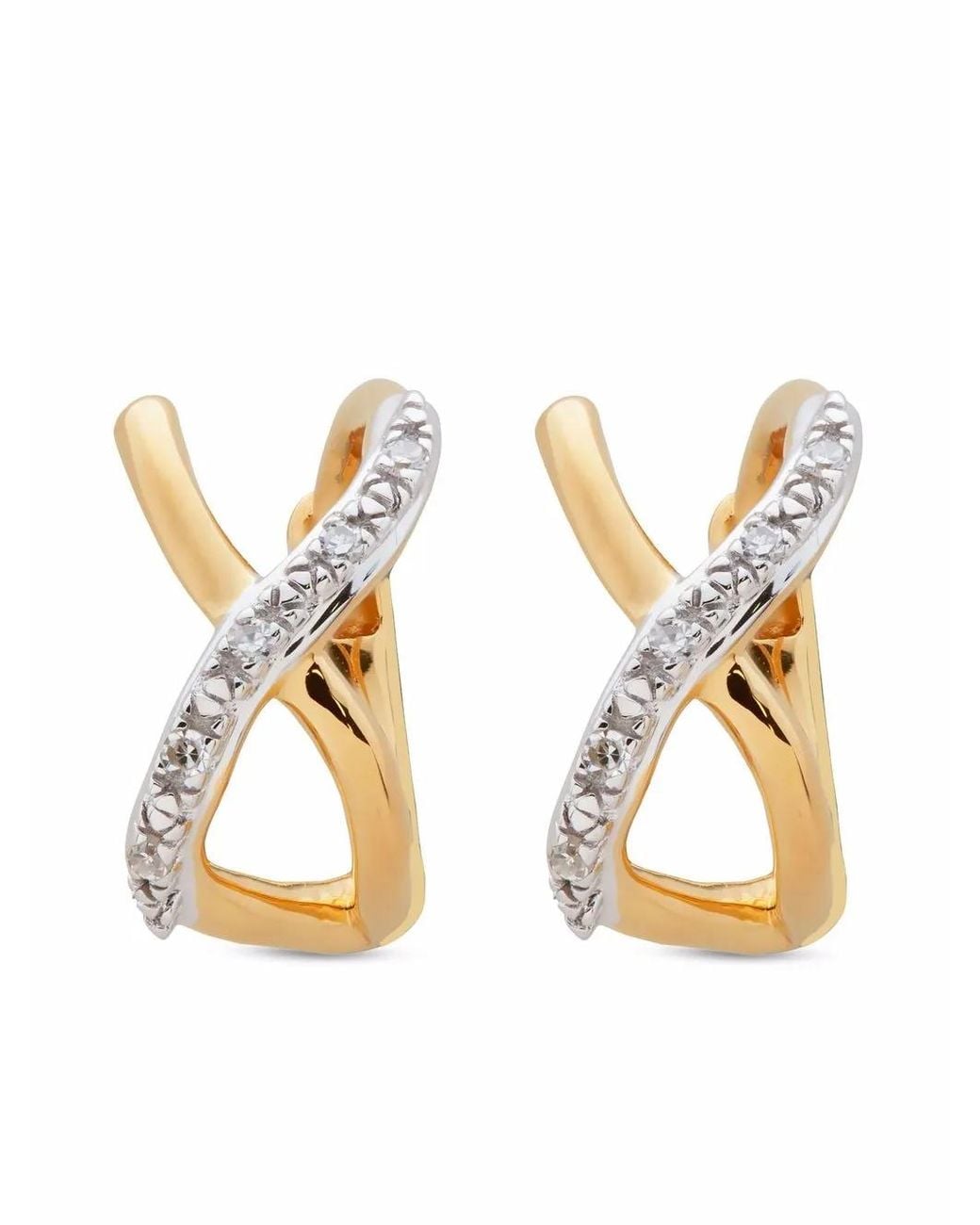 Monica Vinader Metallic Riva Crossover Diamond Huggie Earrings
