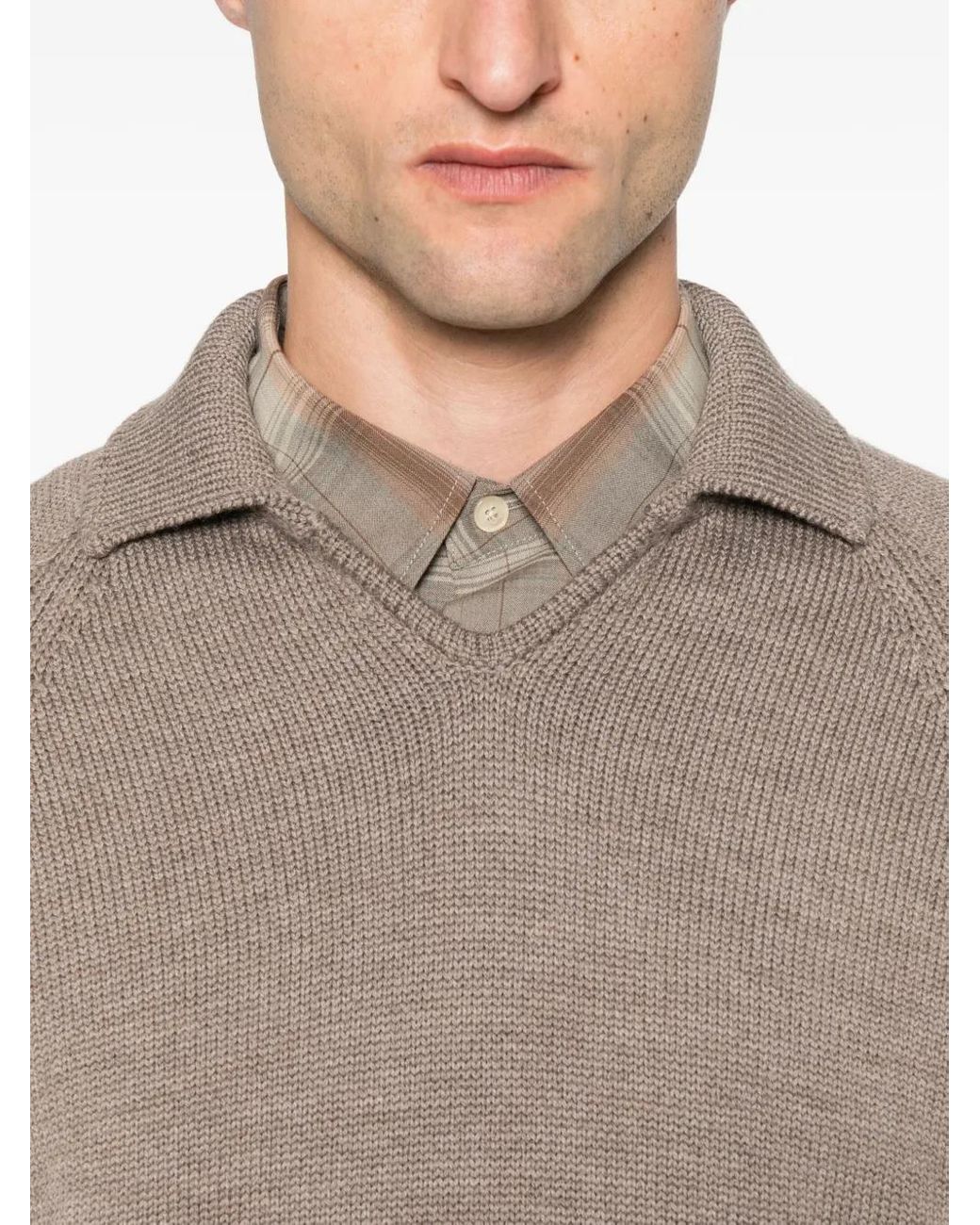 Zanone Brown Polo-Neck Wool Sweater for men