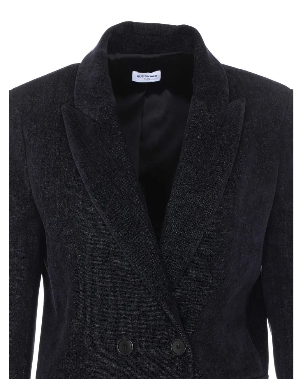 RUE DU BAC Blue Double-Breasted Denim-Effect Blazer