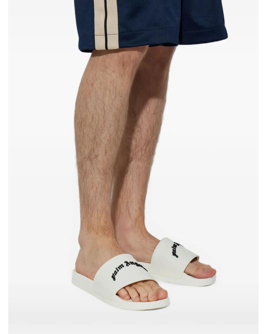 Palm Angels White Logo-Plaque Slides for men