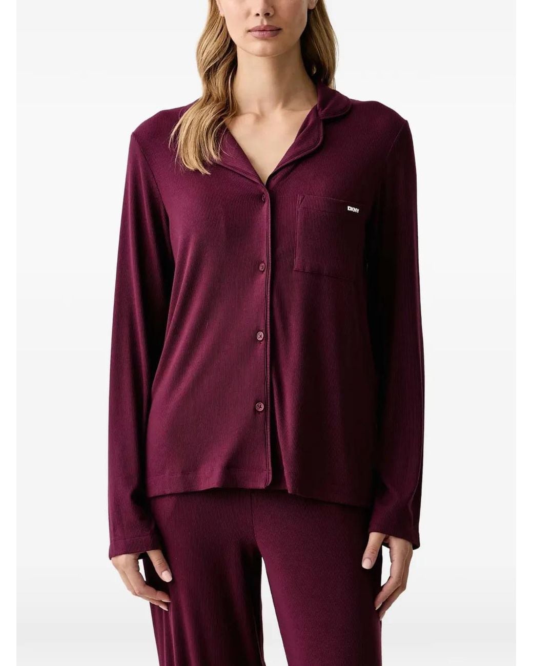 DKNY Red Ribbed-Knit Pyjamas