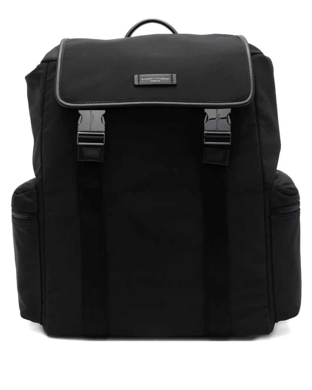 Gianni Chiarini Black Oslo Buckle-Fastening Backpack for men