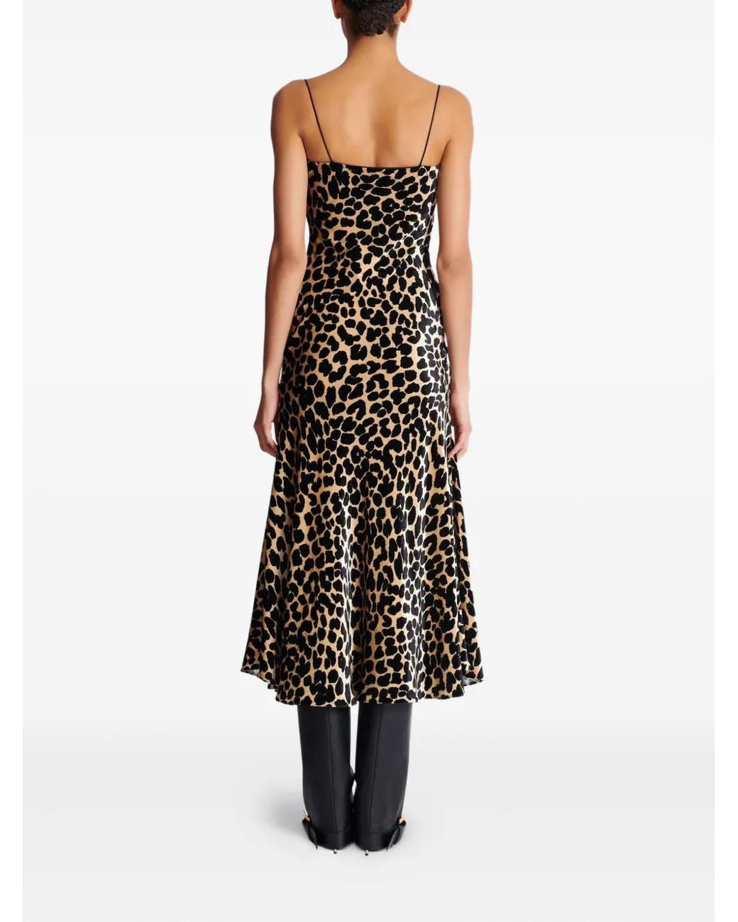 Balmain White Midi Leopard-Print Velvet Dress