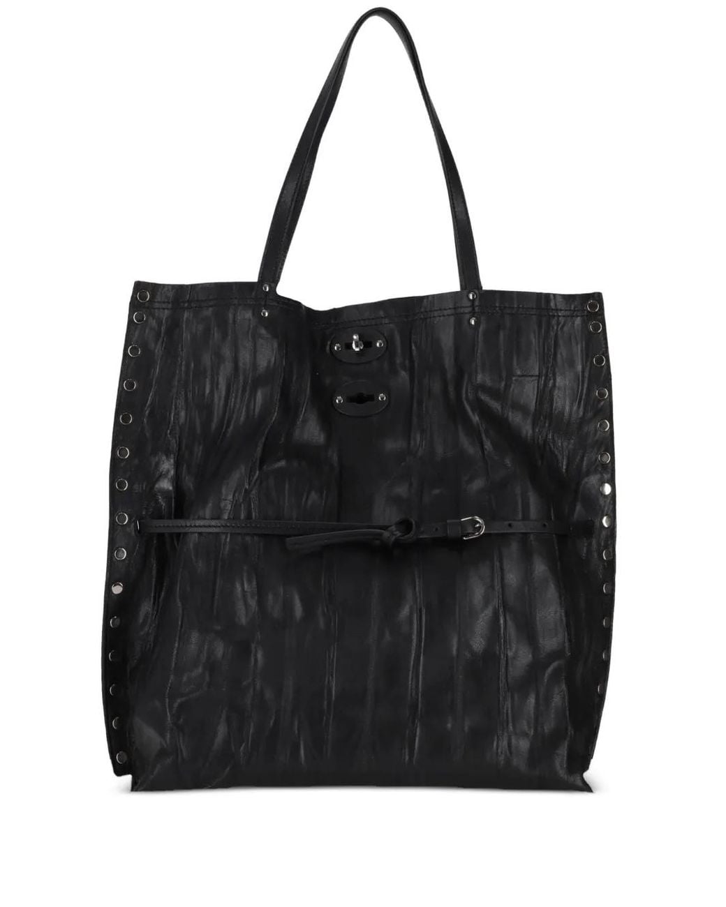 Zanellato Black Medium A' Spasso Allacciata Plisse' Tote Bag