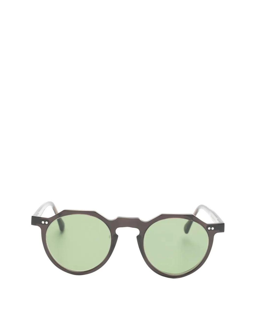 Lesca Green Bloc Geometric-Frame Sunglasses