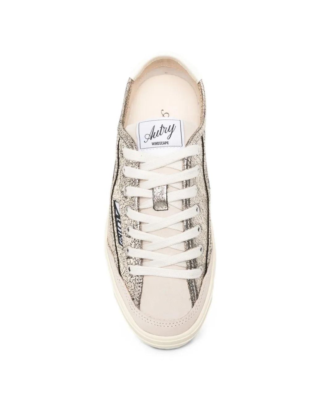 Autry White Windscape Crackle-Effect Leather Sneakers