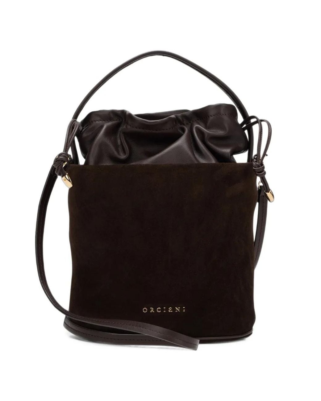 Orciani Black Small Her-O Peach Oro Suede Bucket Bag