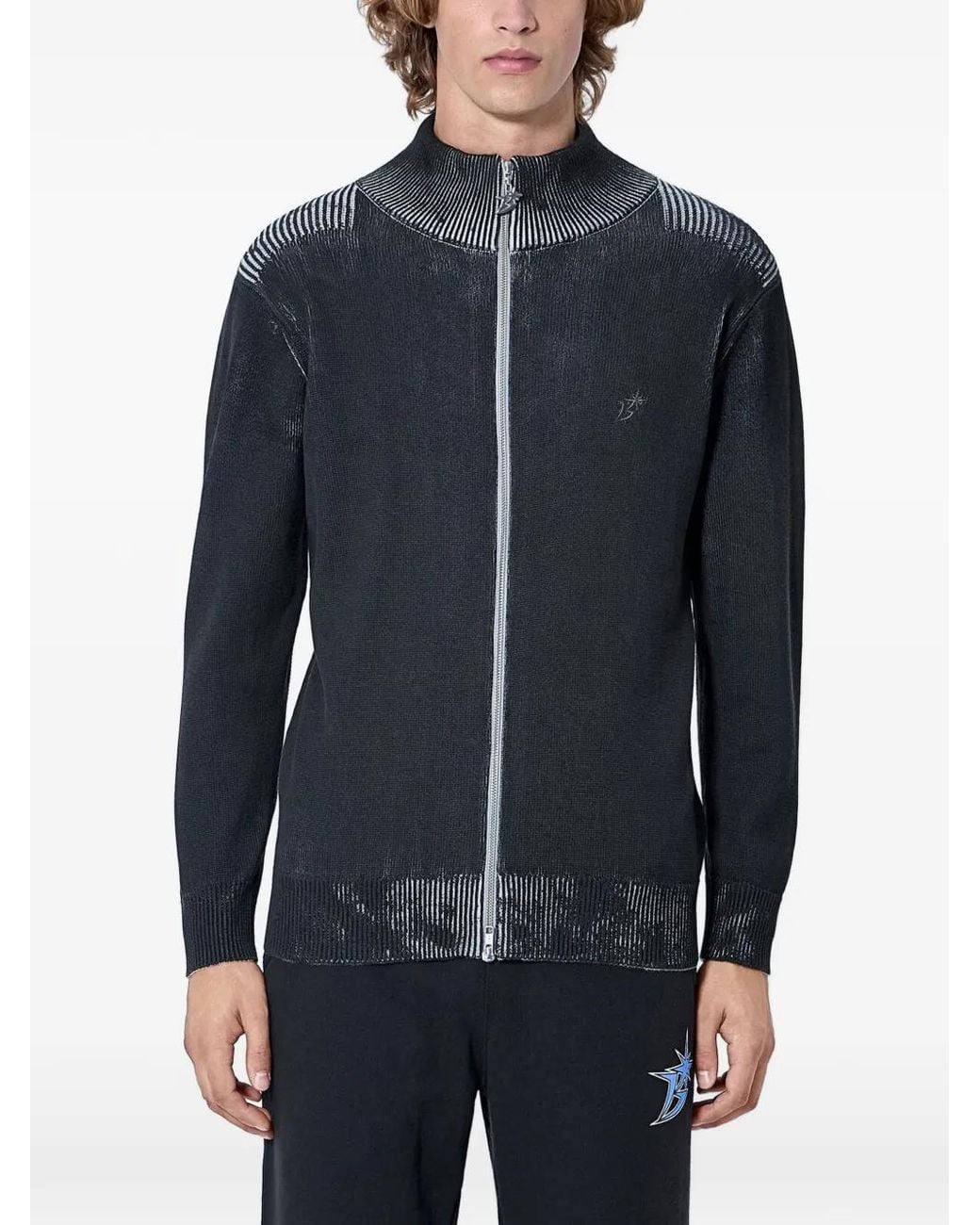 BoTT Blue Zip-Up Knit Cardigan for men