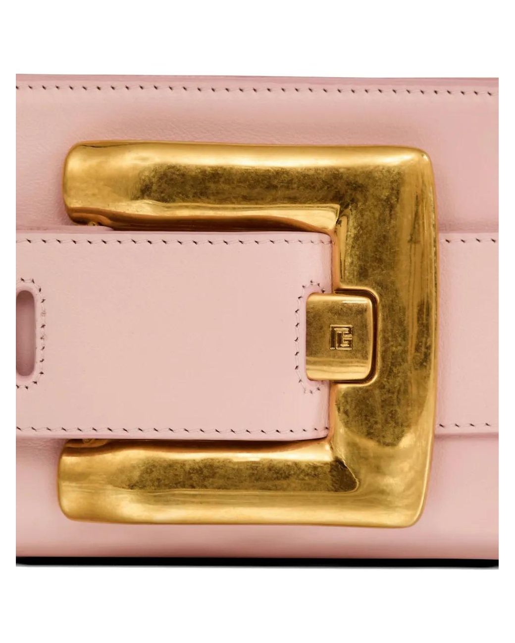 Balmain Pink Anthem Smooth Leather Clutch