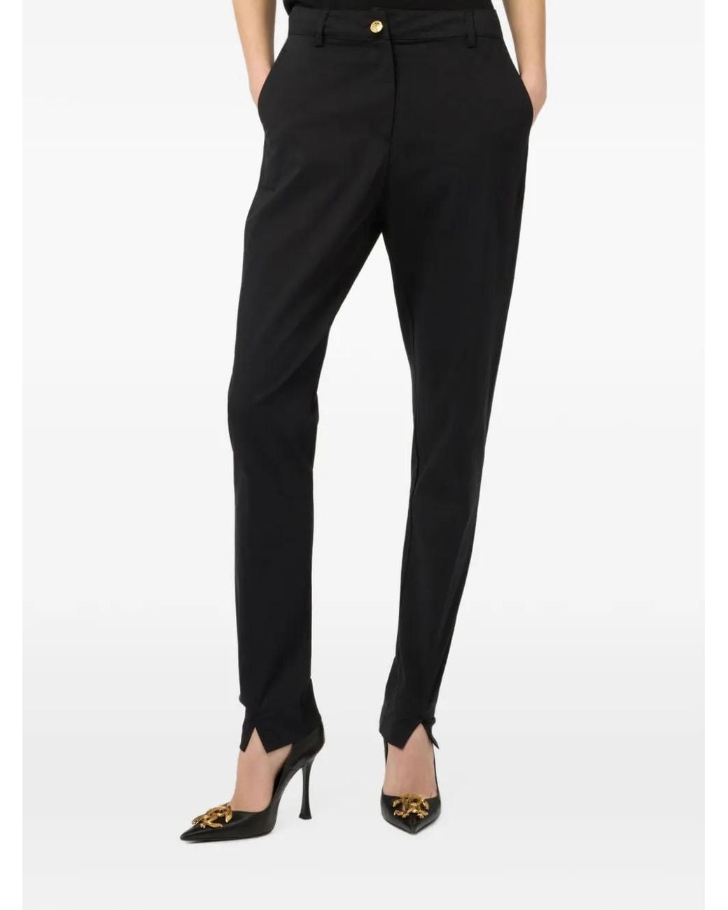 Roberto Cavalli Black Split-Hem Tapered Trousers