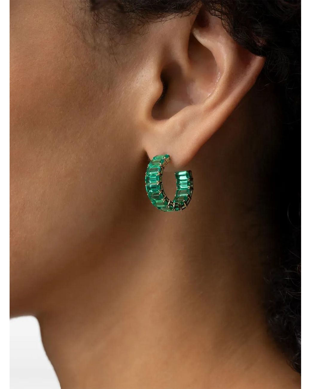 VEYNOU Green 14Kt Recycled Eden Eternity Emerald Hoop Earrings