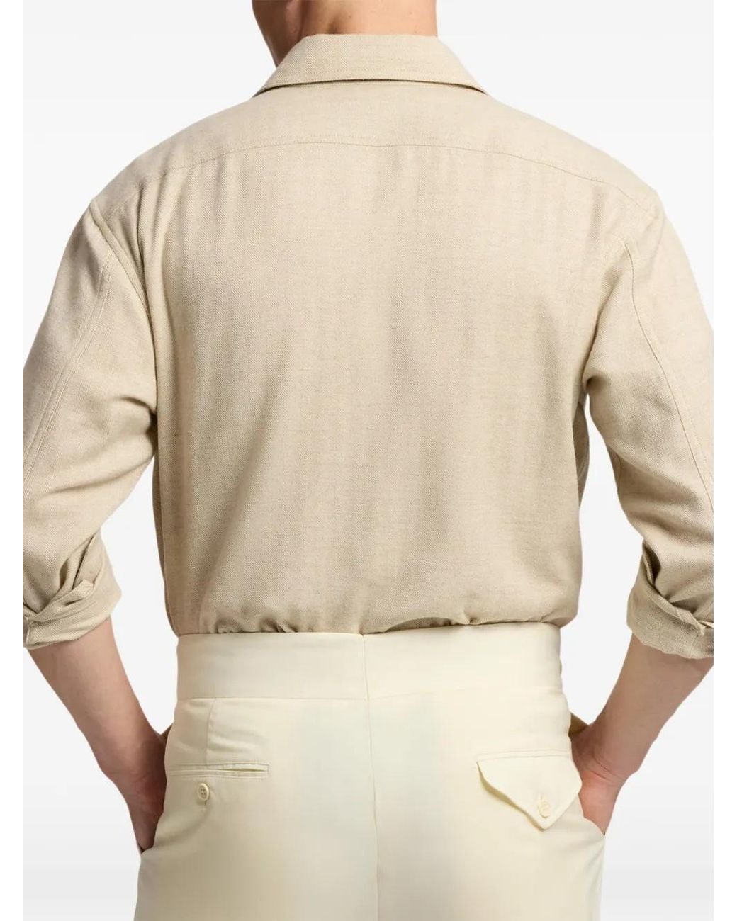 Ralph Lauren Natural Herringbone Pocket Shirt for men