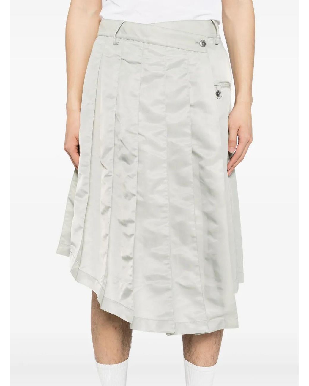 Feng Chen Wang White Pleat Detailing Skirt for men