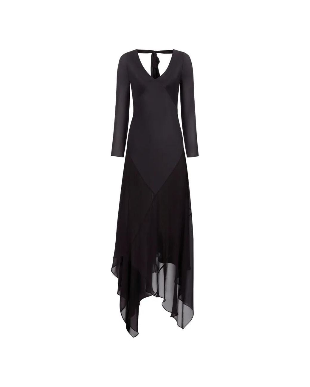 Nina Ricci Black Asymmetric Long-Sleeve Maxi Dress