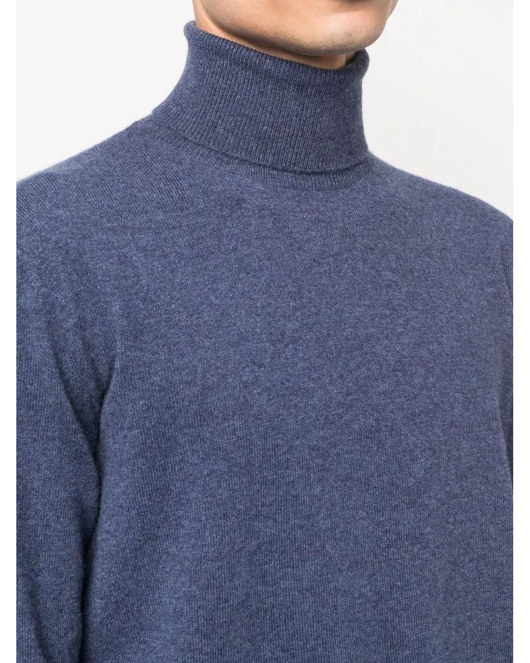 Corneliani Blue Roll-Neck Cashmere Jumper for men