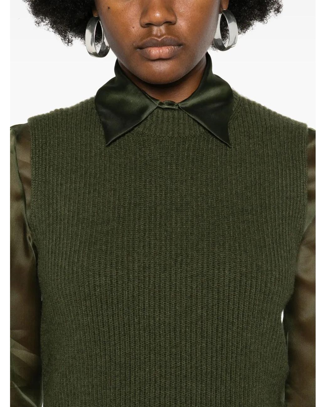 Fabiana Filippi Green Ribbed-Knit Cashmere Vest
