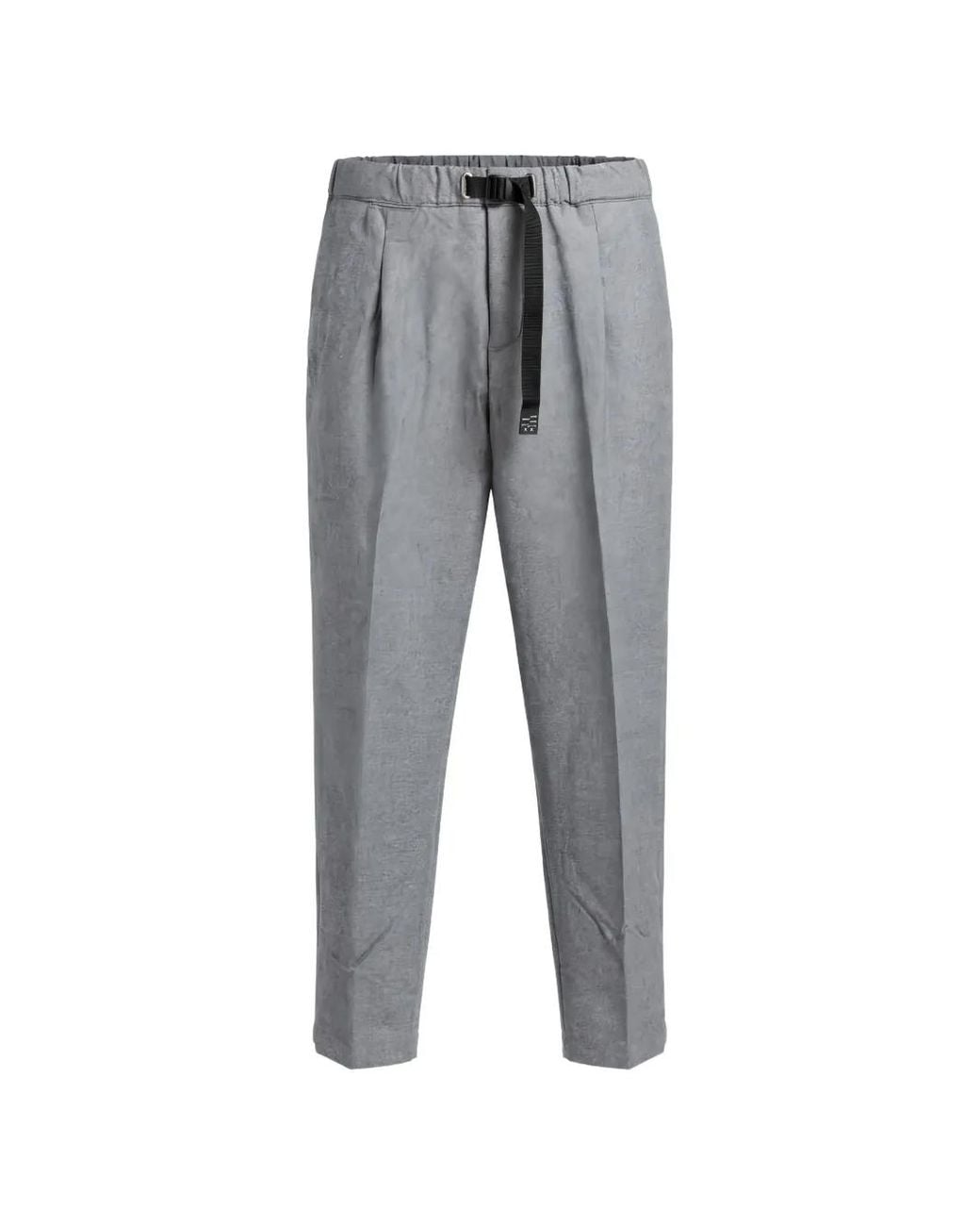 White Sand Gray Belted Pleated Trousers for men