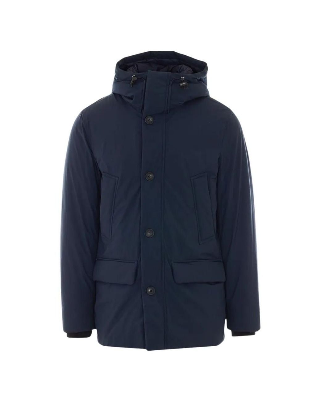 Woolrich Blue Hooded Padded Coat for men