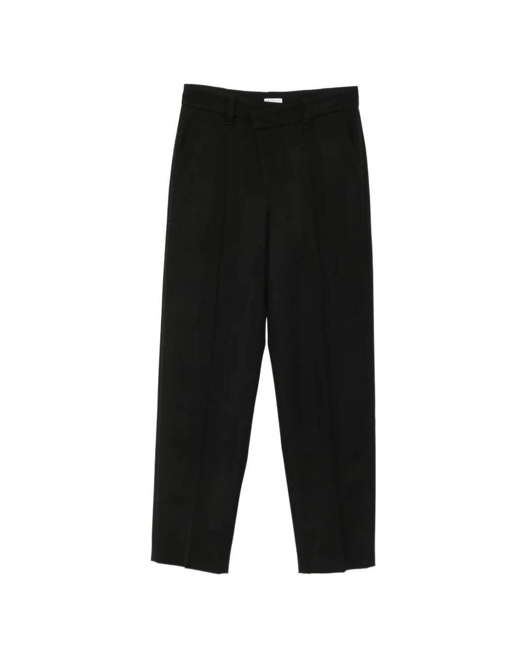 Brunello Cucinelli Black Pressed-Crease Straight-Leg Trousers