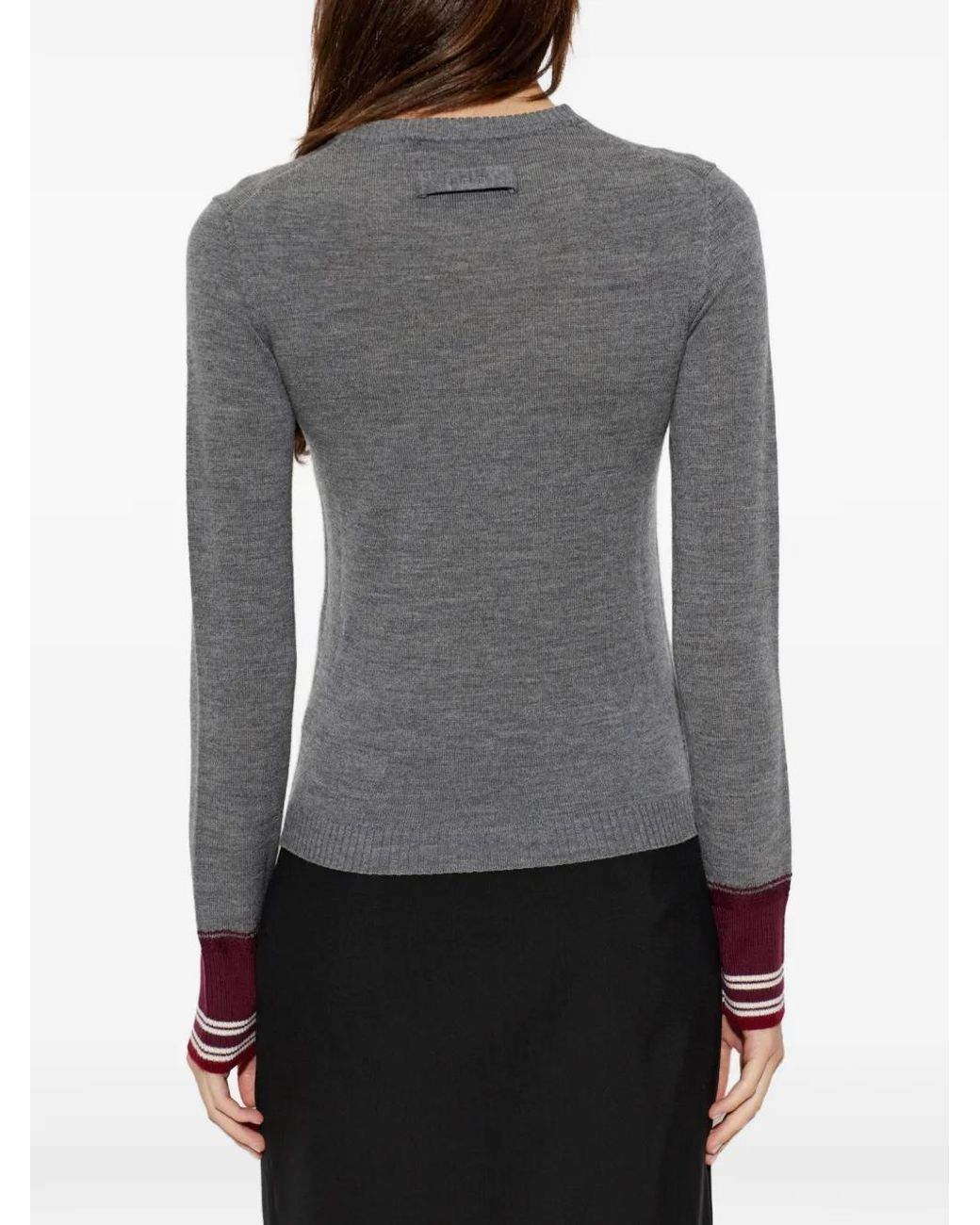IRO Gray Muse Contrast-Cuff Sweater