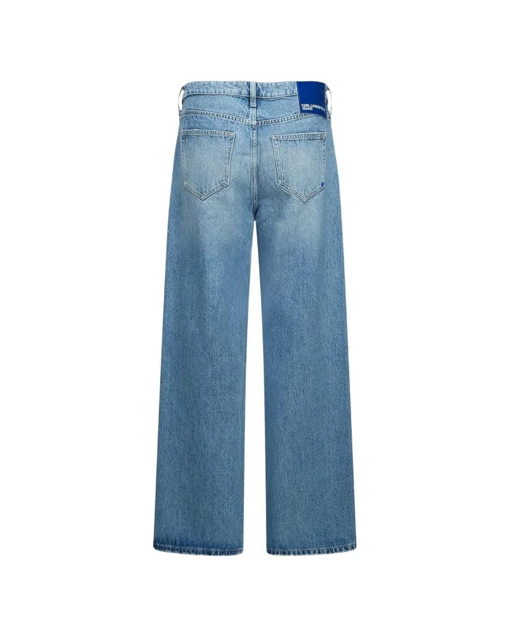 Karl Lagerfeld Blue Pleated Wide-Leg Jeans