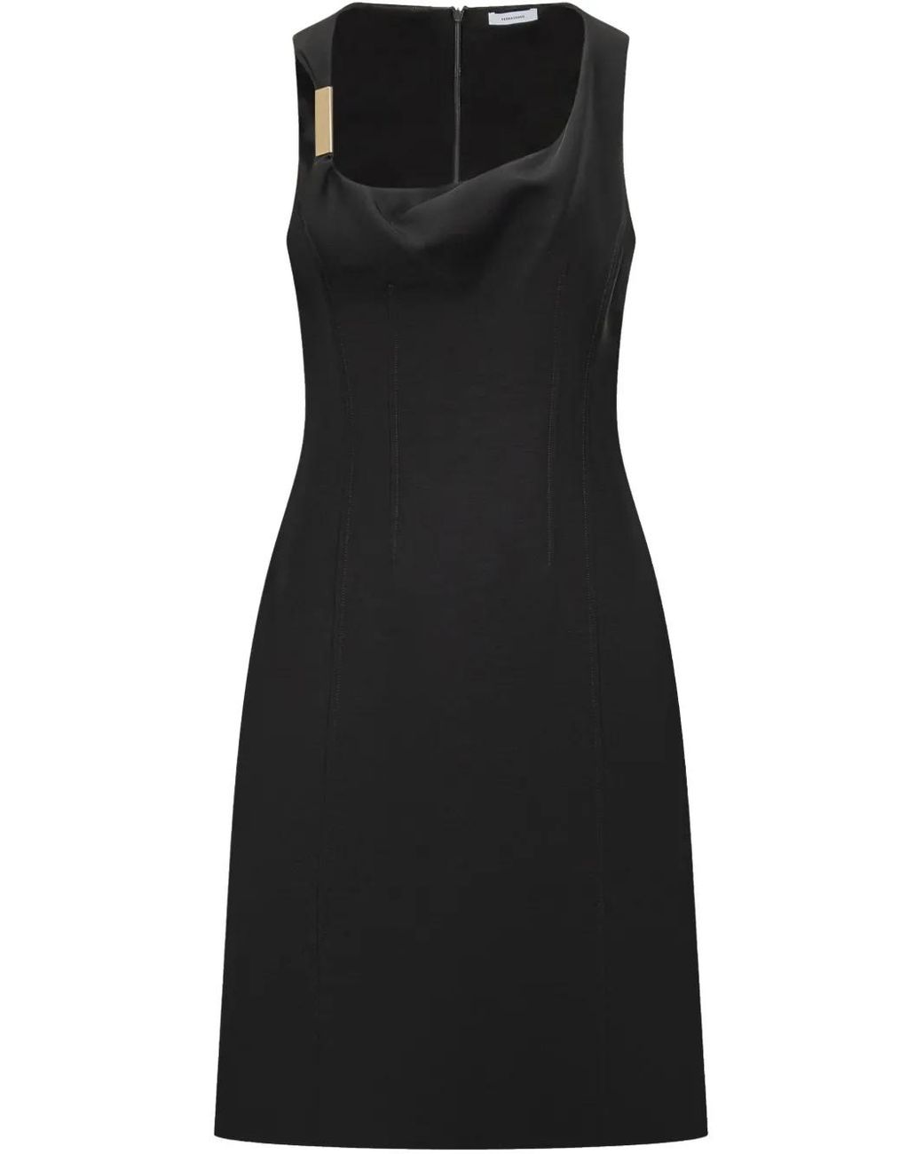 Ferragamo Black Corseted Dress With Gathered Neckline