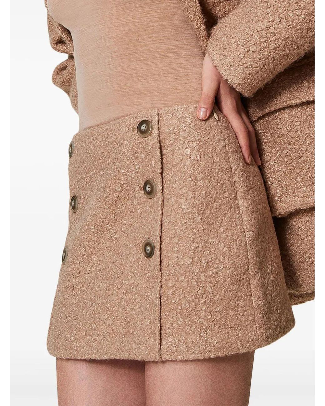 Twinset Natural Textured-Finish Mini Skirt