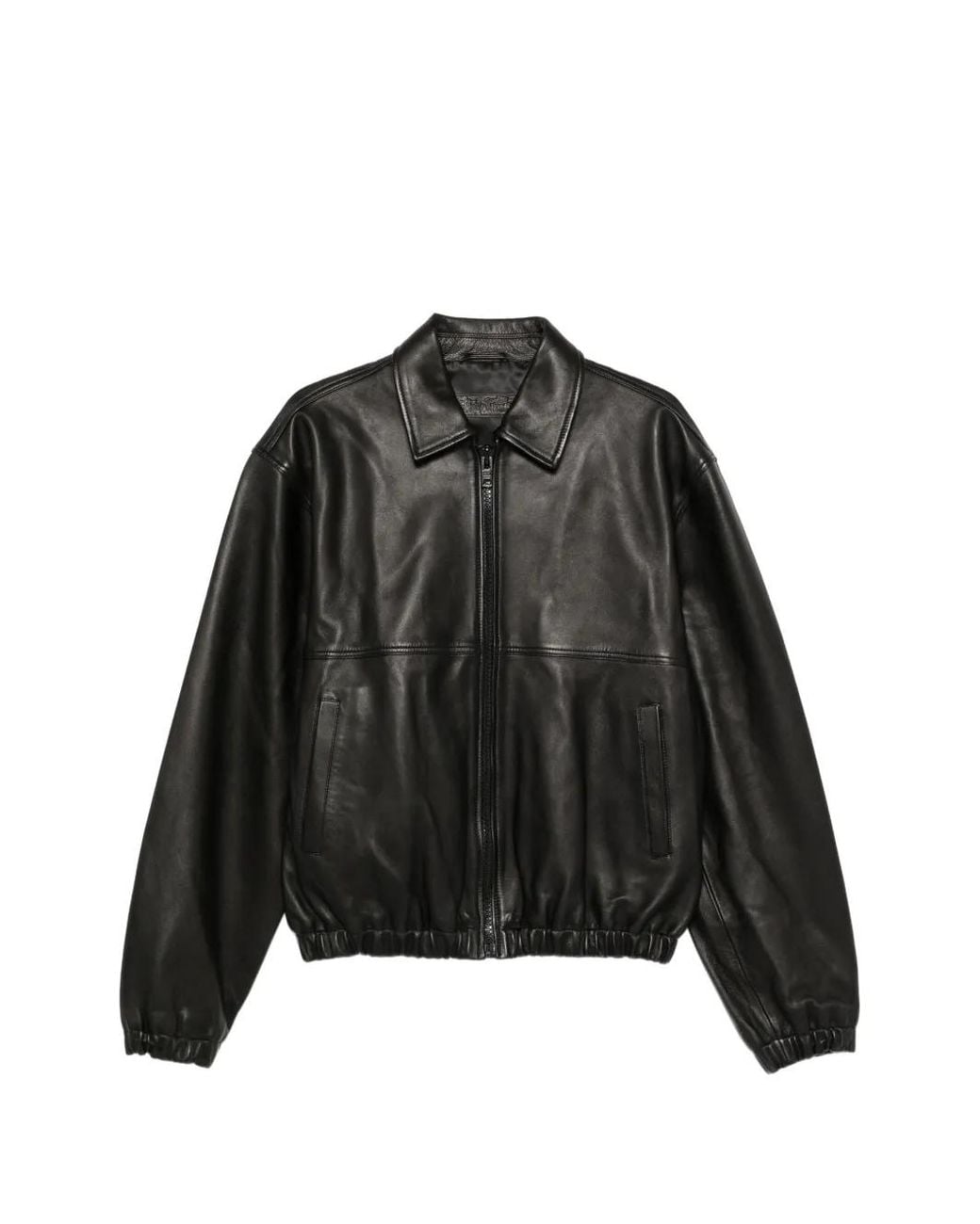 Stussy Black Zip-Fastening Leather Jacket for men