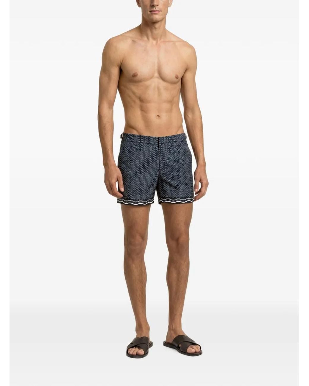 Orlebar Brown Blue Setter Geometric-Print Swim Shorts for men