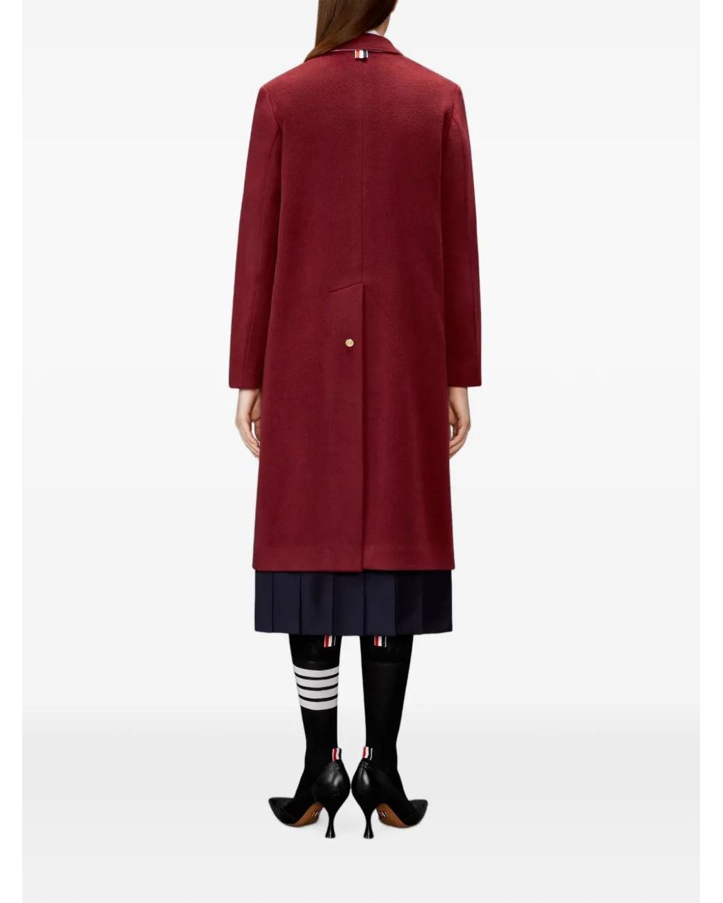 Thom Browne Red Cashmere Bell Sleeve Overcoat