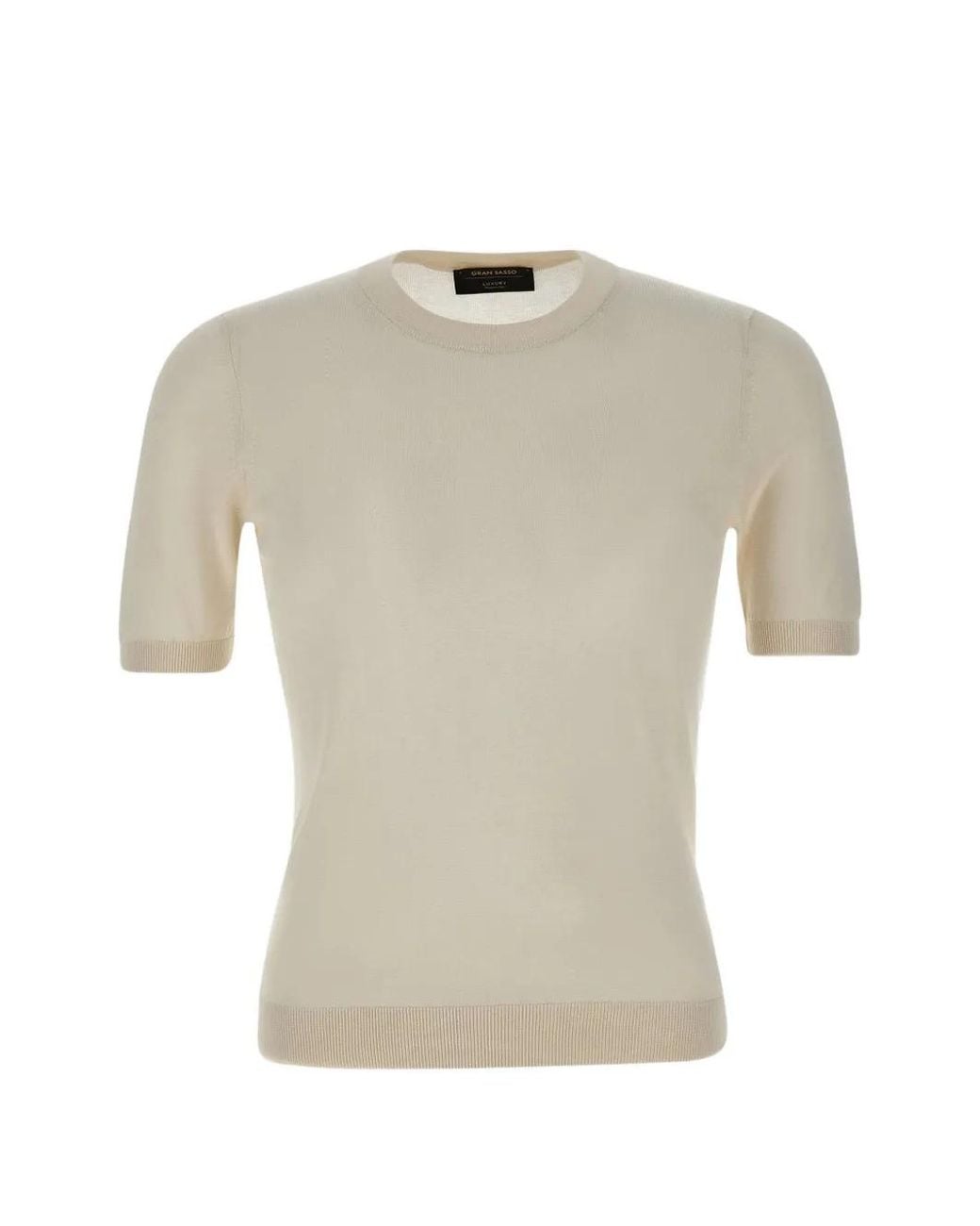 Gran Sasso White Short-Sleeve Silk T-Shirt for men