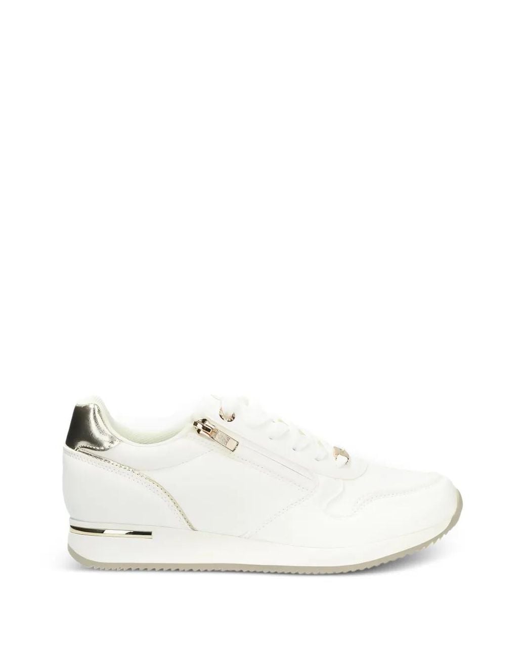 Mexx White Zip-Detail Metallic-Trim Sneakers