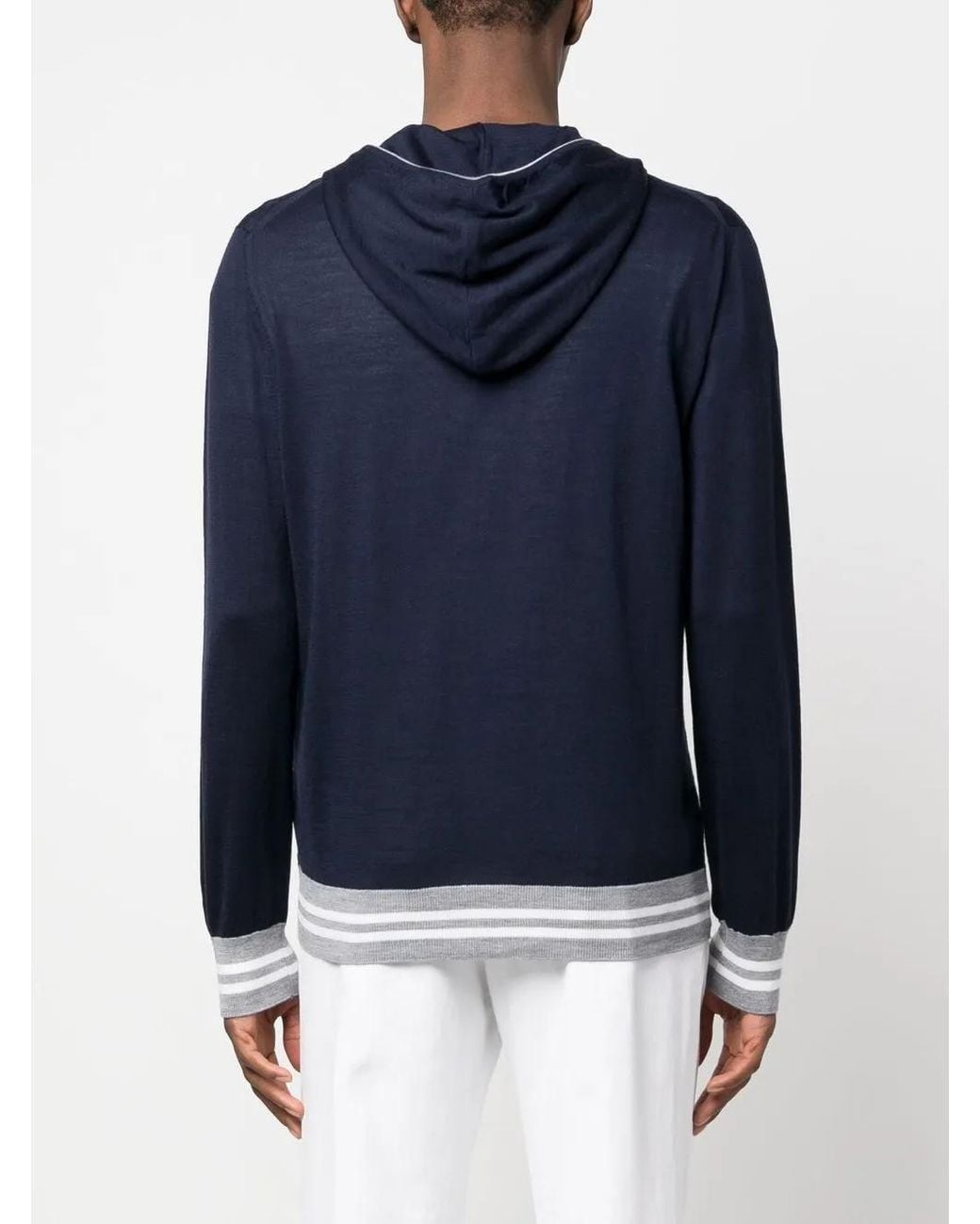 Eleventy Blue Drawstring Zip-Up Hoodie for men